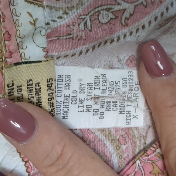 SPLIT* Paisley print 100% cotton cap sleeve side slit v neck lightweight blouse - Picture 8 of 9